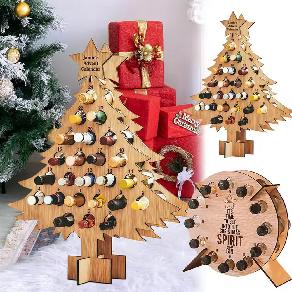 Wine Beer Rack - Kerstboom Houten Wijnrek Ambachtelijke Decoratie Kerst