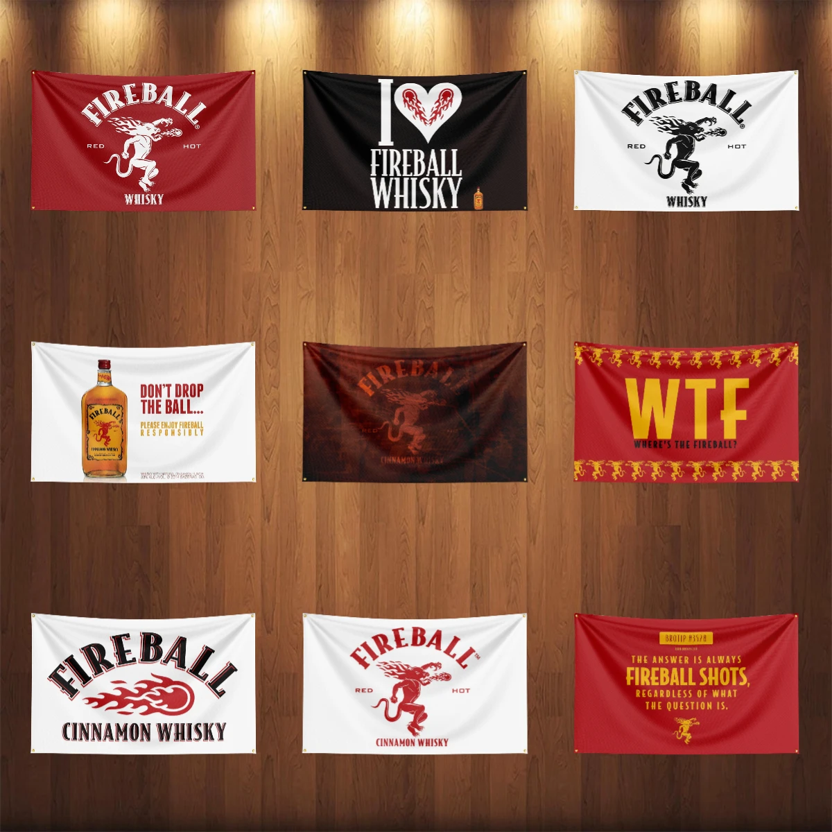 Wine Beer Rum - 3×5ft whisky-f-fireballs Vlag Polyester Gedrukt Alcohol