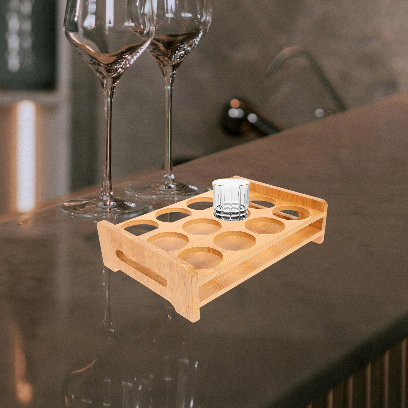 Wine Beer Rack - Bamboe Shotglaasjes Houder Display Stand Veelzijdig