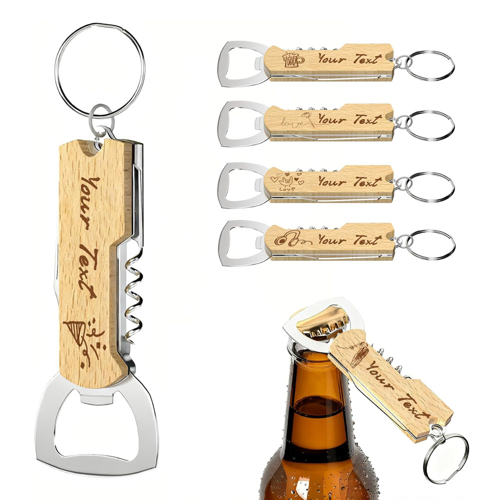 Beer Wine Hobby - Op maat gegraveerd logo flesopener sleutelhanger