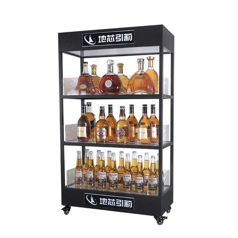 Wine Beer Rack - Drie-laags verlichte wijnkast met LED-verlichting voor