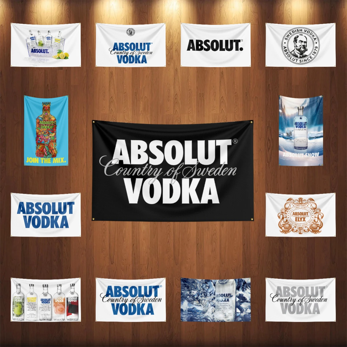 Wine Beer Rum - 3×5ft A-Absolut Wodka's Vlag Polyester Gedrukt