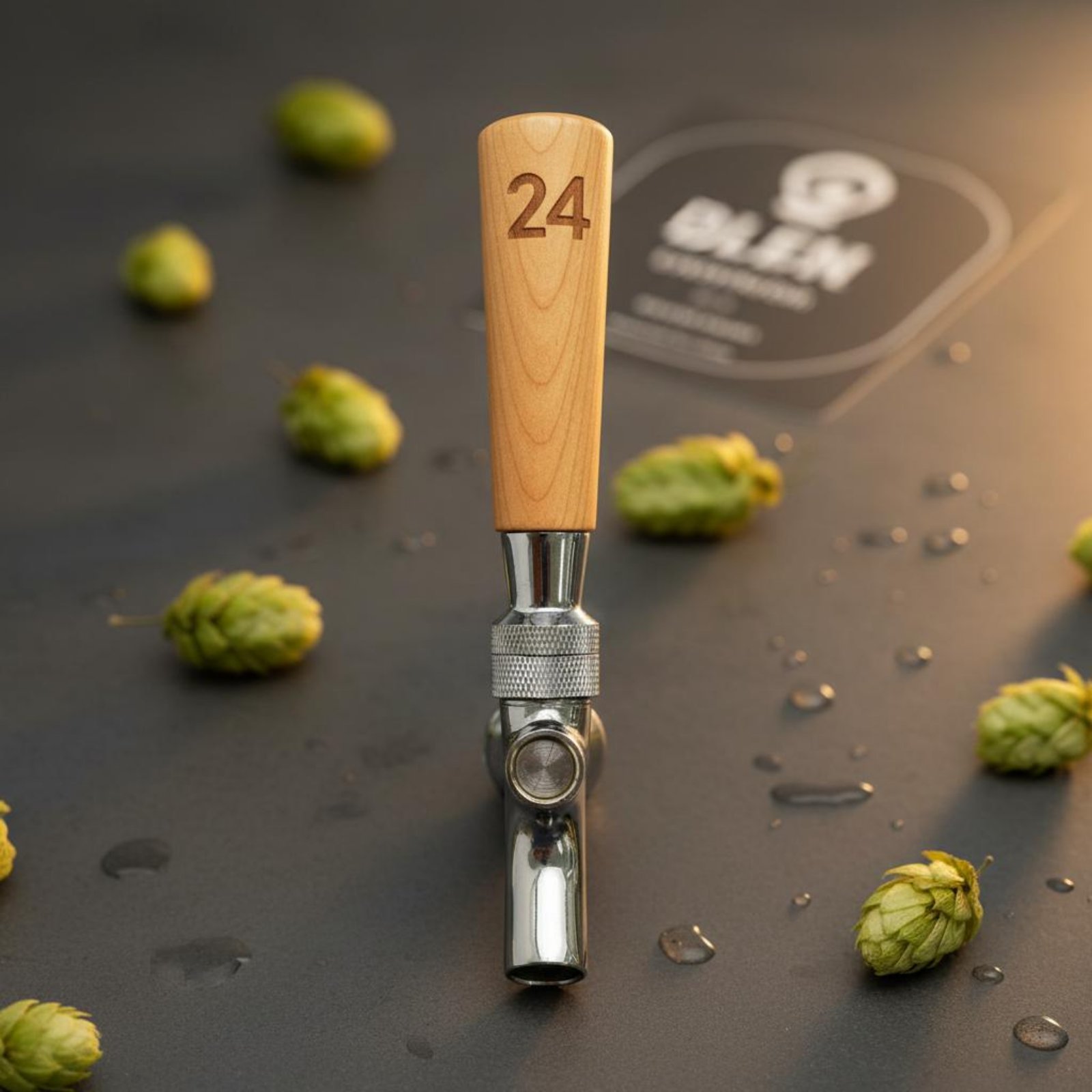Wine To Beer - Korte houten biertapgreep van massief hout,