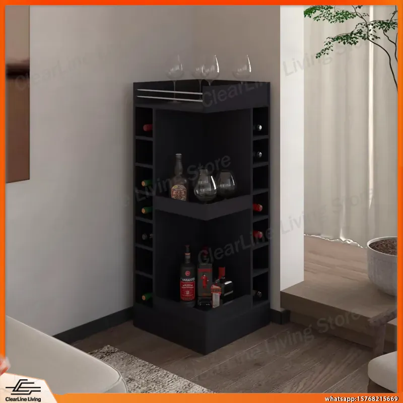 Zwarte hoekbar kast met wijnre - Wine Beer Rum recensie en prijs