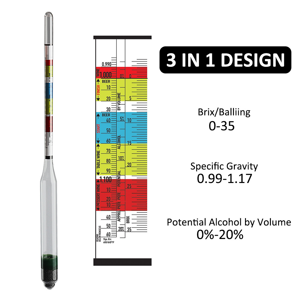 3 schaal Hydrometer Maken Trip - Beer Wine Hobby recensie en prijs
