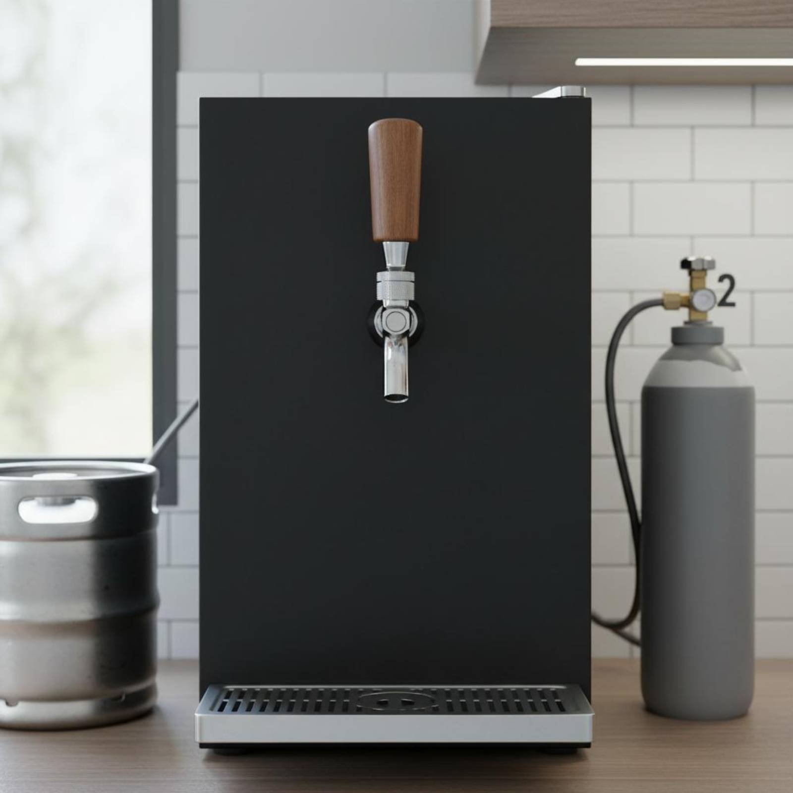 Korte houten biertapgreep van  - Wine To Beer recensie en prijs