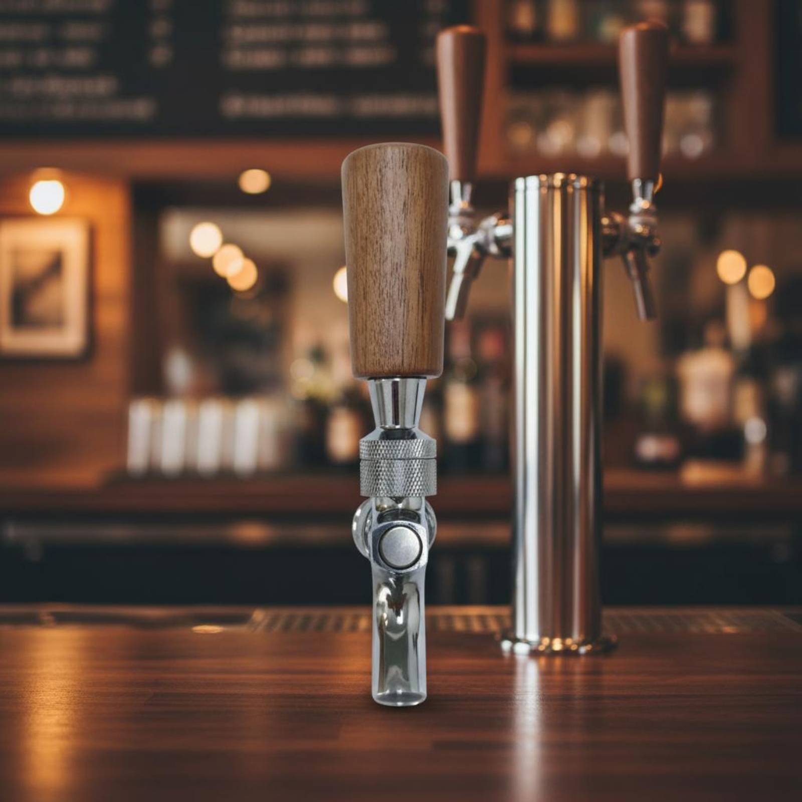 Korte houten biertapgreep van  - Wine To Beer recensie en prijs